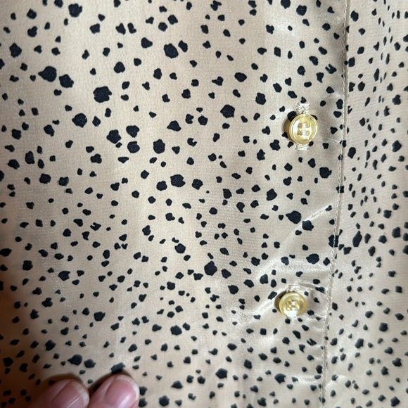 Vintage Schrader Sport New York Champagne with Black Spots Blouse Size 10 - Picture 2 of 8